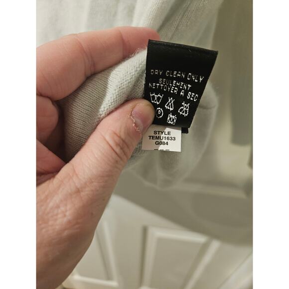 Vintage Linda Allard Ellen Tracy Cashmere Sweater Large Mint Green Silk Tie - Picture 5 of 7